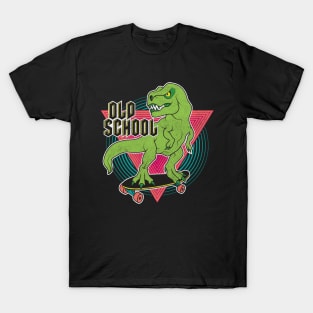 Distressed Old School Skateboarding Dinosaur - T-Rex Skater T-Shirt